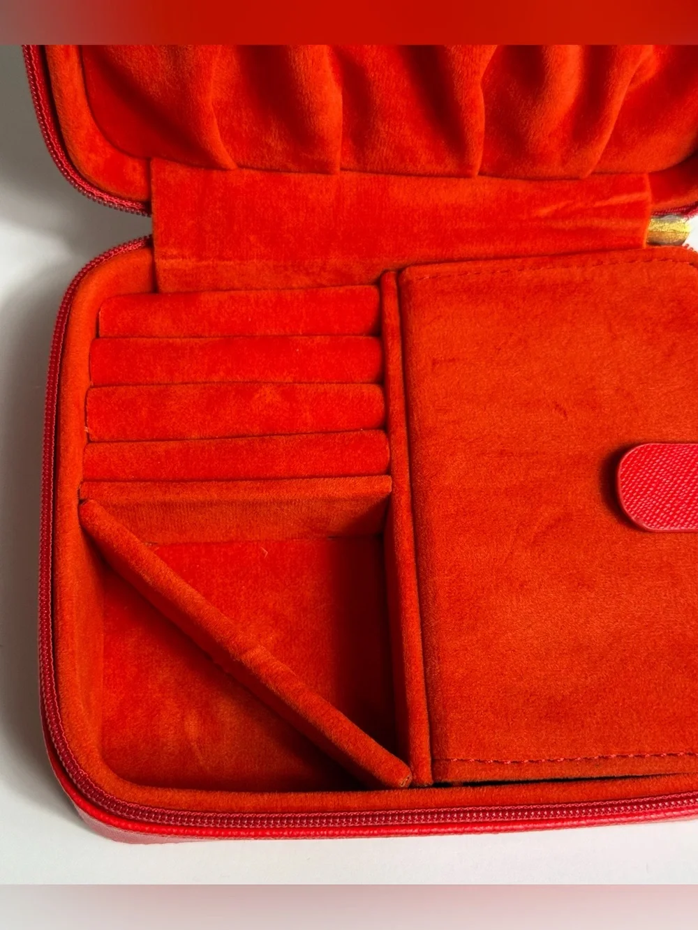 Red Velvet Travel Jewelry Hard Case - Compact Organizer